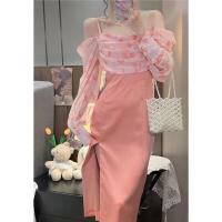 ราคา เดรสชมพู เดรสปาดไหล่ (23406459603)