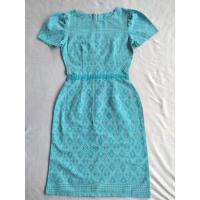 ราคา สีฟ้า ผ้าไทย ผ้าฝ้าย เดรสผ้าไทย เดรสลายขอ เดรสทำงาน (21539918282)