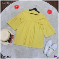 ราคา MM6182 เสื้อสีเหลืองลายพื้นเรียบ เสื้อคอวี แขนยาว เนื้อผ้าฝ้าย สีพื้นเรียบ หน้าสั้น-หลังยาว เนื้อผ้า (24926794621)