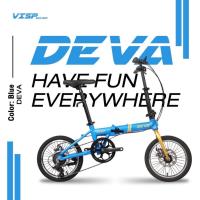ราคา (แถมกระเป๋าเกี่ยวแฮนด์) จักรยานพับ VISP รุ่น DEVA 16 นิ้ว เฟรมอลู เกียร์ชิมาโน่ 7 สปีด ดิสก์เบรค (29874728880)