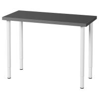 ราคา [IKEAแท้ ถามก่อนสั่ง] LINNMON ลินมูน / OLOV อูลอฟ โต๊ะทำงาน, เทาเข้ม/ขาว, 100x45 ซม. (51951068592)