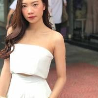 ราคา เสื้อเกาะอกผ้าฮานาโกะ *อกยางยืด มือสอง (5333324698)