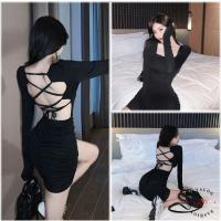 ราคา ชุดเดรสสั้นเข้ารูปสีดำ คอเหลี่ยม แขนยาว โชว์หลัง สม็อคช่วงเอว เย็บย่นช่วงแขน อก 30-34" เอว 25-27" สะโพก 33-36" ยาว 33" (28255722445)