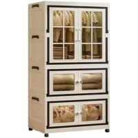 ราคา tler 4 Tier Stackable Storage Bins with Lid, Plastic Collapsible Cabinet with Wheels, Lidded Home Storage Bins, Foldable Storage Cabinets for Home and Office (2+1 Transparent Plus) (47909571673)