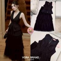 ราคา VORA Set เสื้อแขนกุดแต่งกระดุมเรียง-กระโปรงยาวผ้ามุ้งอัดพลีท (57560867453)