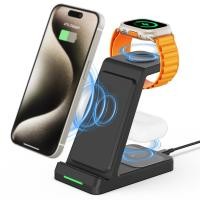 ราคา แท่นชาร์จไร้สาย 3 in 1 พับได้สําหรับ iPhone Apple Watch AirPods, ชาร์จเร็ว 15W, ระบายความร้อนเร็ว, ปลอดภัยและมีประสิทธิภาพ, สถานีชาร์จเดสก์ท็อปที่เชื่อถือได้ (45609572169)
