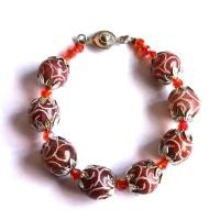 ราคา สร้อยข้อมือหินอ่อน หินธิเบต หินแกะสลัก สร้อยข้อมือลูกปัด handmade carved stone beads bracelet (42717757710)