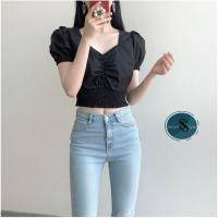 ราคา *Korean Style* เสื้อครอป เว้าหน้าทรงหัใจ จั้มเอว สีพื้น แฟชั่น มีเก็บเงินปลายทาง ​--พร้อมส่งในไทย-- (รุ่น TW-045) (3437679914)