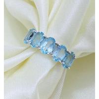 ราคา แหวนเงินแท้ 925 แหวนแถวฝังพลอยโทพาซ Topaz น้ำหนัก 3.45 กะรัต สีฟ้าน้ำทะเลสวยไฟดีมากค่ะ (20370136985)