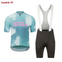 ราคา Santic Men ชุดปั่นจักรยานครีมกันแดดระบายอากาศแขนสั้นเสื้อเอี๊ยมกางเกงขาสั้นชุดจักรยาน (51710452586)