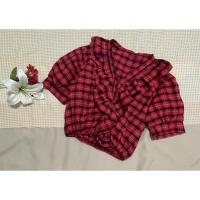 ราคา เสื้อจั้มเอว ลายสก็อตสีแดง แต่งระบาย แขนตุ๊กตา (16705331970)