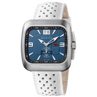 ราคา Gucci Coupe Quartz White Blue Mens Steel Watch YA131304 (19285273665)