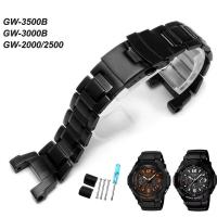 ราคา สายนาฬิกาสแตนเลสที่เป็นของแข็งสําหรับ Casio GW-3500B GW-3000B GW-2000 2500 G-1000 สายรัดข้อมือโลหะสีดําสร้อยข้อมืออุปกรณ์เสริม (48311115845)