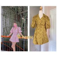 ราคา เดรสสั้นผ้าทอ สีเขียวมะนาว มาพร้อมเข็มขัดเข้าชุด ป้าย Bt Studio Sz. L (S,M,L ใส่ได้) (18904242780)