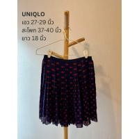 ราคา Uniqlo กระโปรงพลีทสั้น สีน้ำเงินลายจุดแดง (20193728779)