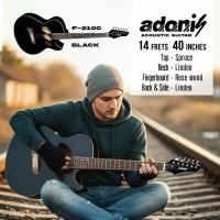 ราคา ADONIS กีตาร์ กีตาร์โปร่ง 14 ข้อ F-210C BK 40" (แถมฟรี!!! กระเป๋า Gigbag - JOYO Mini Clip-On Tuner-สายสะพาย) (2500) (4711171154)