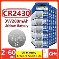 ราคา แบตเตอรี่ลิเธียม CR2430 ใหม่ 3V CR 2430 DL2430 BR2430 280mAh แบตเตอรี่แบบกระดุมสำหรับกุญแจรีโมทและนาฬิกา (29289575578)