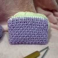 ราคา crochet pouch กระเป๋าถักมือใส่เงินสีม่วงพาสเทล (41429221824)
