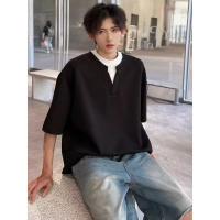 ราคา High-End Feeling Double-Layer Collar ปลอมสองชิ้นแขนสั้นเสื้อยืดผู้ชายฤดูร้อน Niche Design Feeling (46311304729)