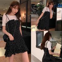 ราคา ชุดสาวอวบ 2 ชิ้น ชุดเซ็ตเอี๊ยมกระโปรงสายเดี่ยวลายจุด+เสื้อยืดคอกลมแขนสั้น K355 (3489882427)