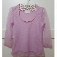 ราคา MORGAN เสื้อผ้าชีฟอง แขนสามส่วน สีม่วงลายดอกไม้ มือสอง (843451330)