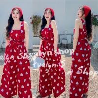 ราคา ❤️พร้อมส่ง (แถมเชือก) จั้มหมีลายหัวใจ เอี้ยมหมีหัวใจ น่ารักมาก (13177794011)