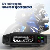 ราคา A Universal Digital Motorcycle Meter Speedometer LCD Digital Odometer RPM Fuel Level Meter Turn Sig (56305619334)
