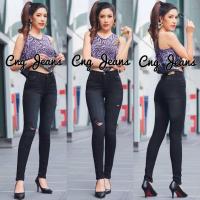 ราคา 2NaraJeans กางเกงยีนส์ ทรงเดพ สะกิดขาด เอวสูง ยีนส์ผู้หญิง ขายาว ผ้ายีนส์ยืด สีดำฟอก (8015368940)