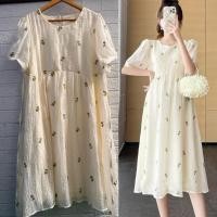 ราคา ชุดคลุมท้องแฟชั่นสีครีมลายปักดอกไม้สีเหลือง มีซับใน มีสายผูกหลัง พร้อมส่ง (42028797653)