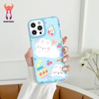 ราคา IPHONE Happy bear เคสป้องกัน tpu สีส้มพร้อมพื้นหลังสีฟ้าสําหรับ 7 8 Plus 6 6s Plus 11 13 12 14 Pro MAX XR X XS MAX - ng004b (49260704330)
