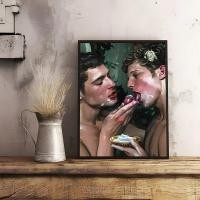 ราคา Vintage เกย์ผู้ชาย Kiss โปสเตอร์ Sticky Wall Art ภาพวาดตกแต่งกันน้ําสําหรับห้องนั่งเล่น BedRoom Decor (54307157478)