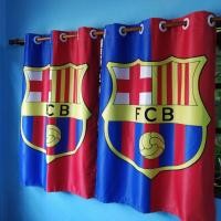 ราคา ม่านบาร์เซโลน่า⚽️กันแสงยูวี80%ขนาดต่อผืน100×135cm.ราคาต่อผืนบานคู่กดสั่ง2ผืนขายแต่ม่าน (18314739957)