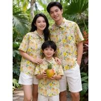 ราคา ฤดูร้อนชายหาดฮาวายครอบครัวจับคู่ชุดดอกไม้เสื้อโปโลคู่ชุดเสื้อผ้า (47860125441)