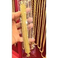 ราคา ข้อมือเงินแท้ชุบสีทอง ลายดอกพิกุล 34.5 กรัม ยาว 18.2 ซม. ดีไซน์ไทยงดงาม (40072572305)