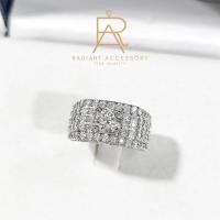 ราคา แหวนเงินแท้ แหวนชาย ฝังเพชร Moissanite 1 กะรัต ตัวเรือนใหญ่หรูหรา ชุบทองคำขาว (57808128569)