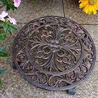 ราคา E-Commercial Cast Iron Universal Wheel Mobile ถาด Receptacle ที่วางกระถางดอกไม้ขาตั้งดอกไม้สวนวัสดุ (53708476395)