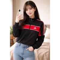 ราคา เสื้อแจ็คเก็ต Adidas มือสอง สีดำแถบ ผ้าวอร์ม สภาพดี อก38S435⚡ (45157640092)
