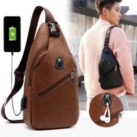 ราคา Premium ZIPPER SLOT Leather Bag/Leather Sling Bag/Mens USB Sling Bag IMPORTED (4682646404)