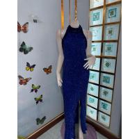 ราคา Bล MAXI DRESS เดรสออกงานแขนกุดสีน้ำเงินปักเลื่อมวิ้ง (26655958143)