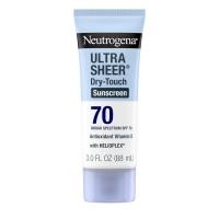 ราคา Neutrogena Ultra Sheer Dry-Touch Sunscreen Lotion SPF 70, Broad Spectrum, Water Resistance 80 Min, Oil-Free, Oxybenzone-Free, Non-Comogenic, Matte Finish, Body Sunscreen, Travel S (49411591166)