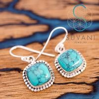 ราคา SUVANI เงินแท้ 92.5% ต่างหูหินเทอร์ควอยส์ (turquoise) หินสีฟ้า หินเสริมพลังอำนาจ ต่างหูห้อย ต่างหูเงินแท้ เครื่องประดับ (14148869812)