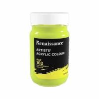 ราคา สีอะคริลิค Renaissance เหลืองสะท้อนแสง AAF102 240ml สีสดจี๊ด เรืองแสง สีทึบ แห้งไว งานเพ้นท์ DIY ศิลปินต้องมี (48858443167)