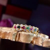 ราคา แหวนแถวพลอยนพเก้าประดับพลอยแท้หลากสีล้อมเพชรสวิส (21237862146)