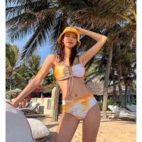 ราคา **พร้อมส่ง ที่ไทย** ชุดว่ายน้ำ two pieces ลายมัดย้อม สีส้ม (4970849314)
