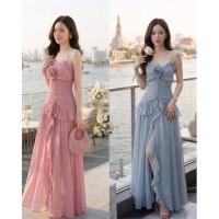 ราคา เดรสสายเดี่ยวผ้าชีฟองระบาย สไตล์หวานหรูดูแพง พร้อมความพริ้วไหวสุดโรแมนติก (45802593301)
