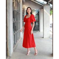 ราคา Lady MADE Kloset เดรสคอเหลี่ยม แขนตุ๊กตา ชุดยาวสีแดง ชุดแขนตุ็กตา เดรสออกงาน ใส่ทำงาน เดรสคอเหลี่ยมสวย LM021 (25090367549)