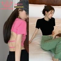 ราคา เสื้อครอปเปิดหลัง ผูกหลัง เปิดหลังเซ็กซี่ เสื้อยืดแฟชั่น สั้นเซ็กซี่เบาๆ เปิดหลังเปิดใจ (22120221186)