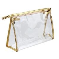 ราคา กระเป๋าเครื่องสำอางใส ขอบเมทาลิค PVC กันน้ำ Transparent PVC makeup bag waterproof. (5768243787)