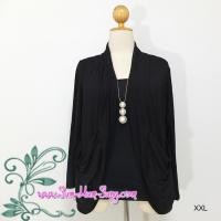 ราคา เสื้อคลุมคนอ้วนผ้ายืดเรย่อนเนื้อดีสีดำแต่งกระเป๋าเย็บย่นทั้ง2ด้าน สวยเก๋น่ารักมากๆค่ะ ไซส์2XL อกฟรีไซส์46-52นิ้ว (4142718663)