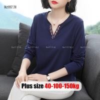 ราคา Plus Size✅เสื้อยืดผู้หญิงสาวอวบ ไซส์ใหญ่ สำหรับคุณแม่วัยกลางคน คอตตอน แขนยาว คอวี ทรงหลวม ฤดูร้อน แฟชั่น ชุดคุณแม่ พลัสไซส์ สาวอวบอ้วน (41965832956)